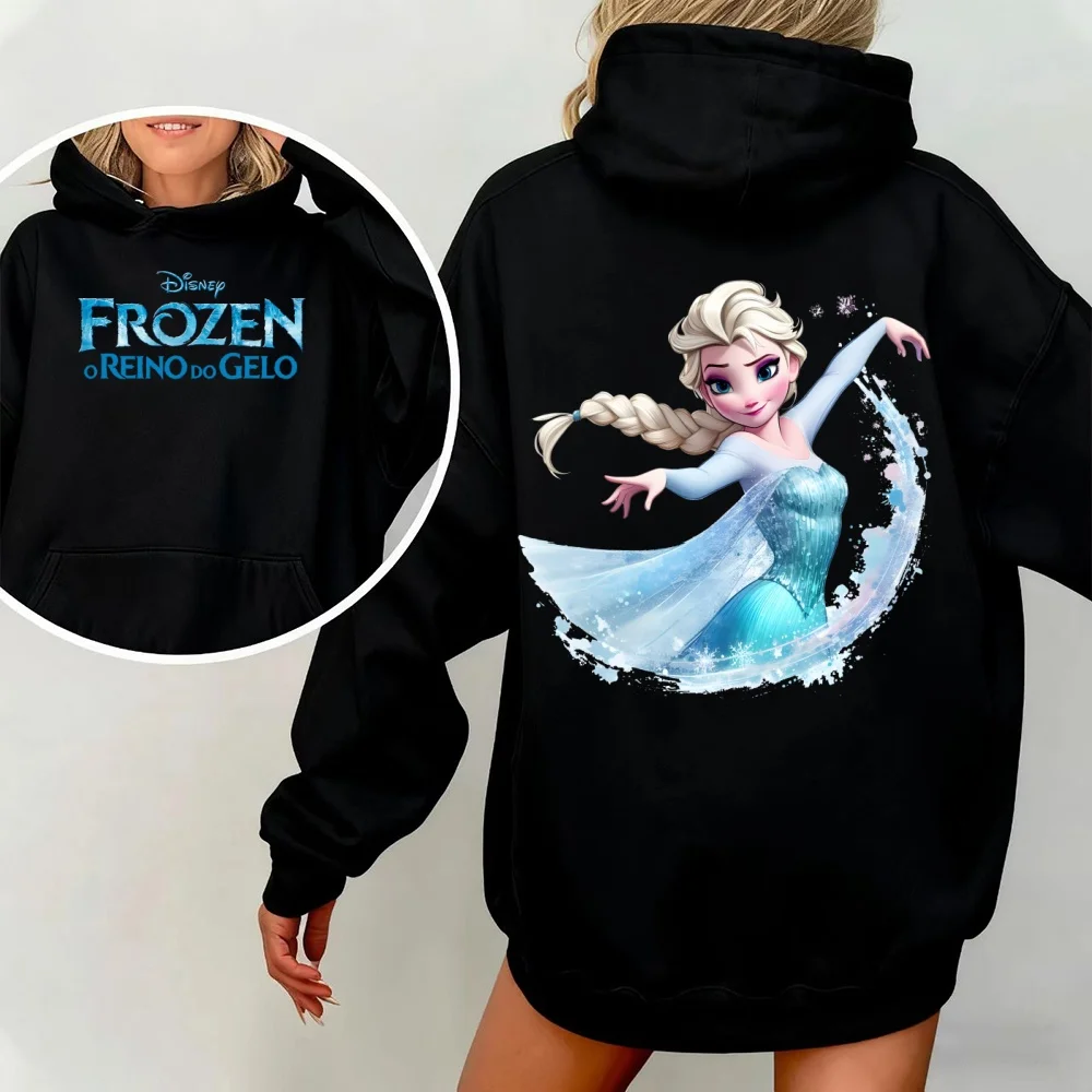2025 nova disney outono feminino dos desenhos animados traje senhoras de manga comprida congelado elsa roupas com capuz | Sorpresa de Natal | Presente de Halloween