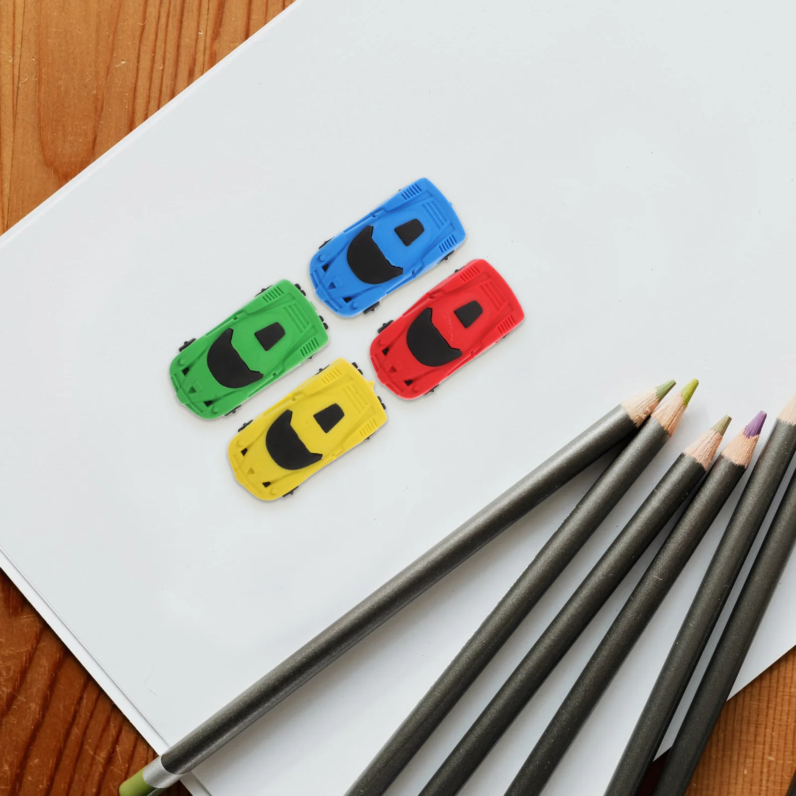 

20Pcs Cartoon Car Erasers Adorable Erasers Portable Mini School Supplies for Students Kindergarten Practical Stationery