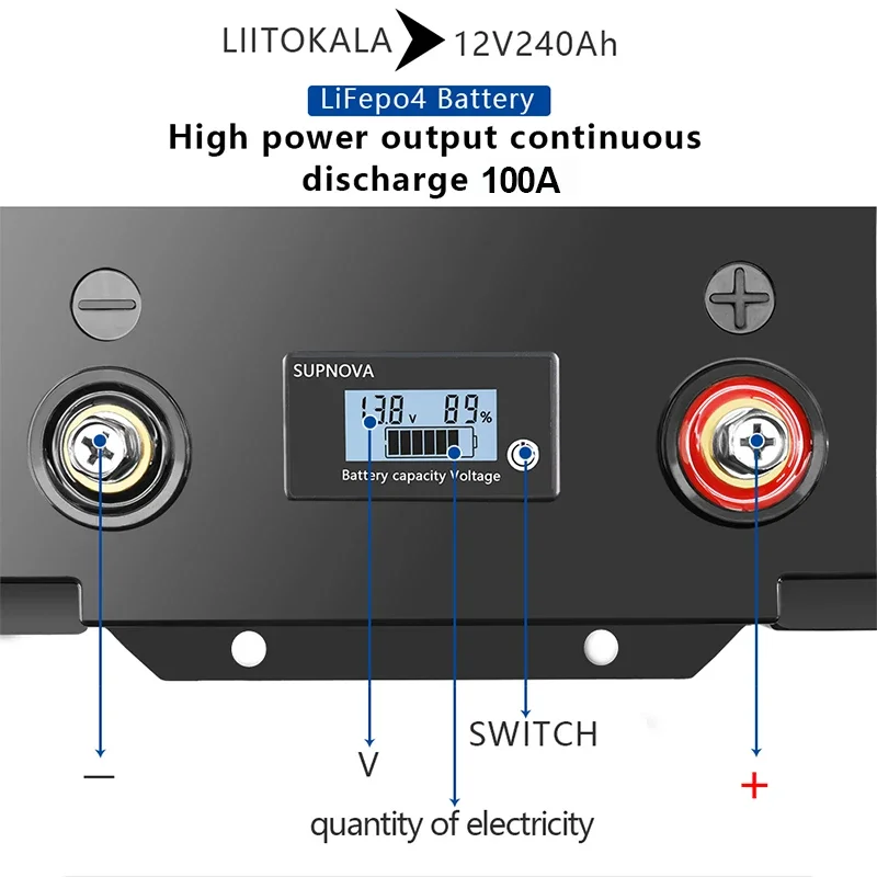 LiitoKala DC-12V 200Ah/240Ah LiFePO4 Battery Lithium Power Battery For 12.8V RV Campers Golf Cart Off-Road Off-grid Solar Wind