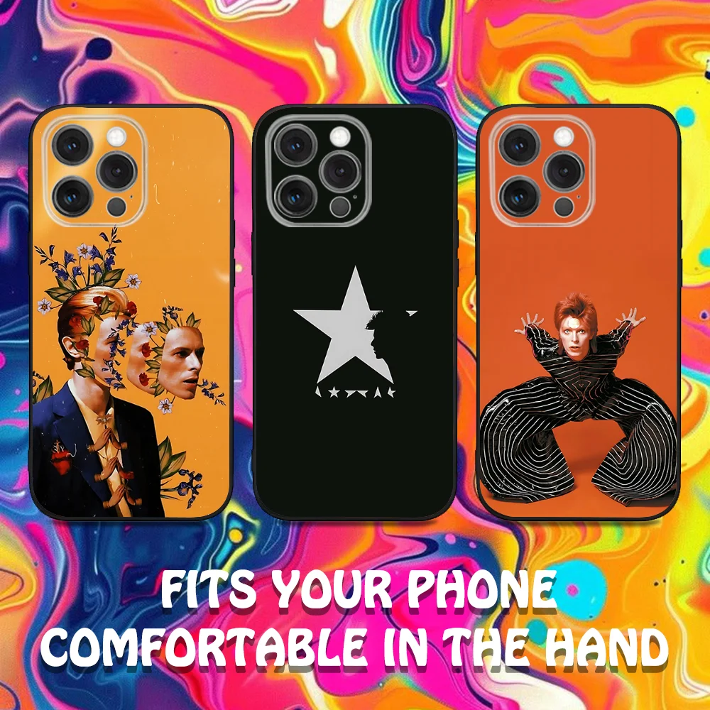 

D-Davides Star B-Bowies Phone Case For iPhone 16,15,14,13,12,11,Pro,Max,Plus,X,XS,XR,SE,8,7,Mini,Soft Silicone Black Case