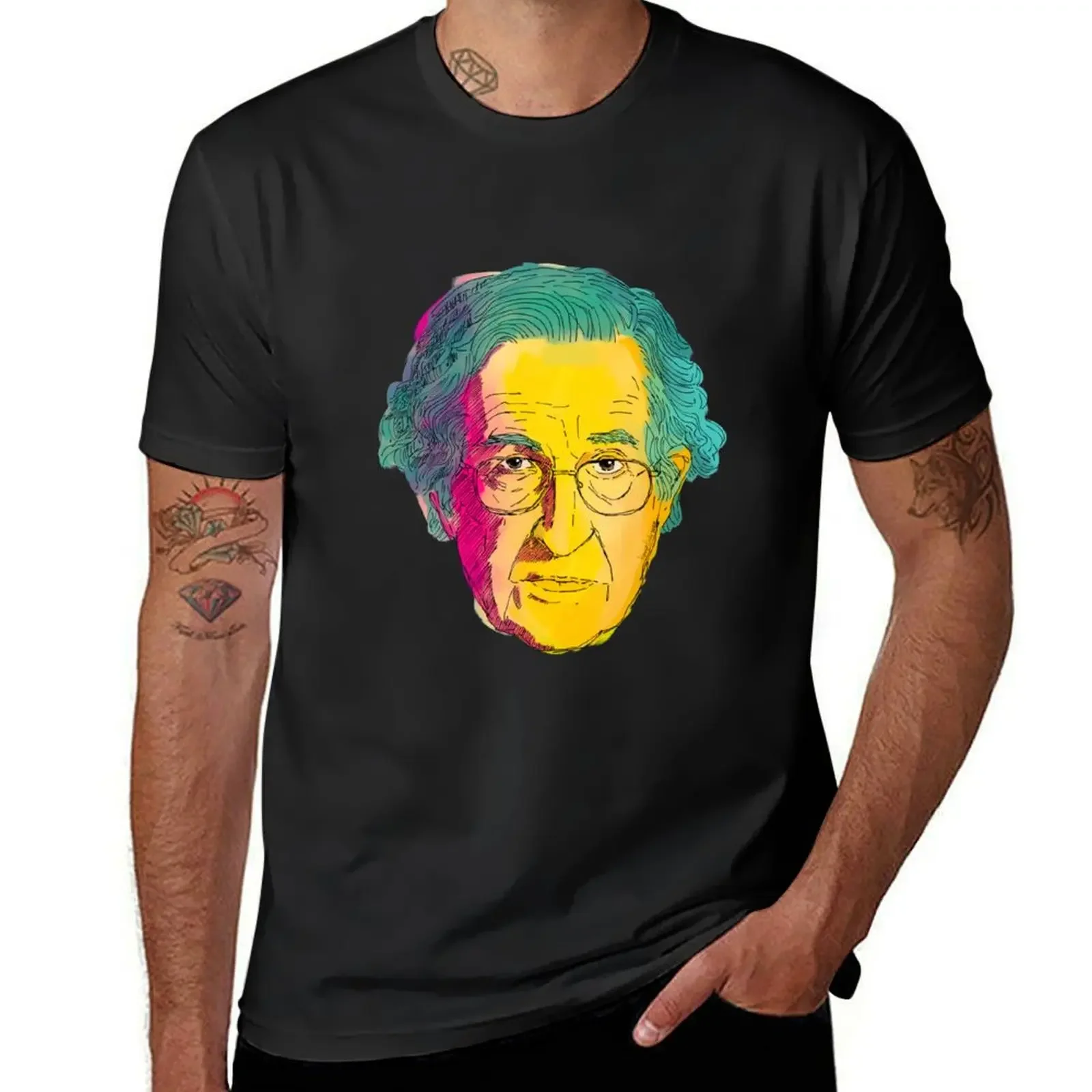 Noam Chomsky colorful illustration T-Shirt anime blacks cute tops hippie clothes t shirt men