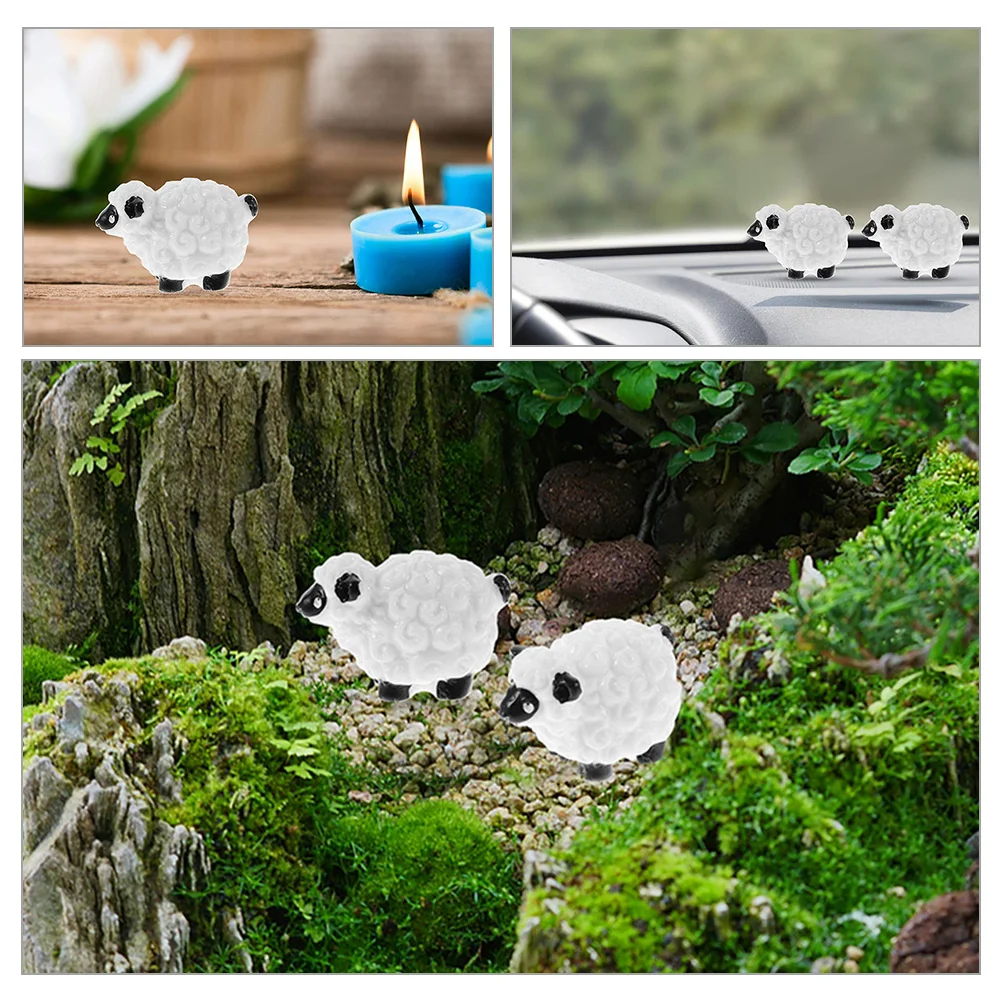 

10 Pcs Decoration Moss Ornaments Miniature Animals Sheep Figurines Accessories Resin Small Tiny