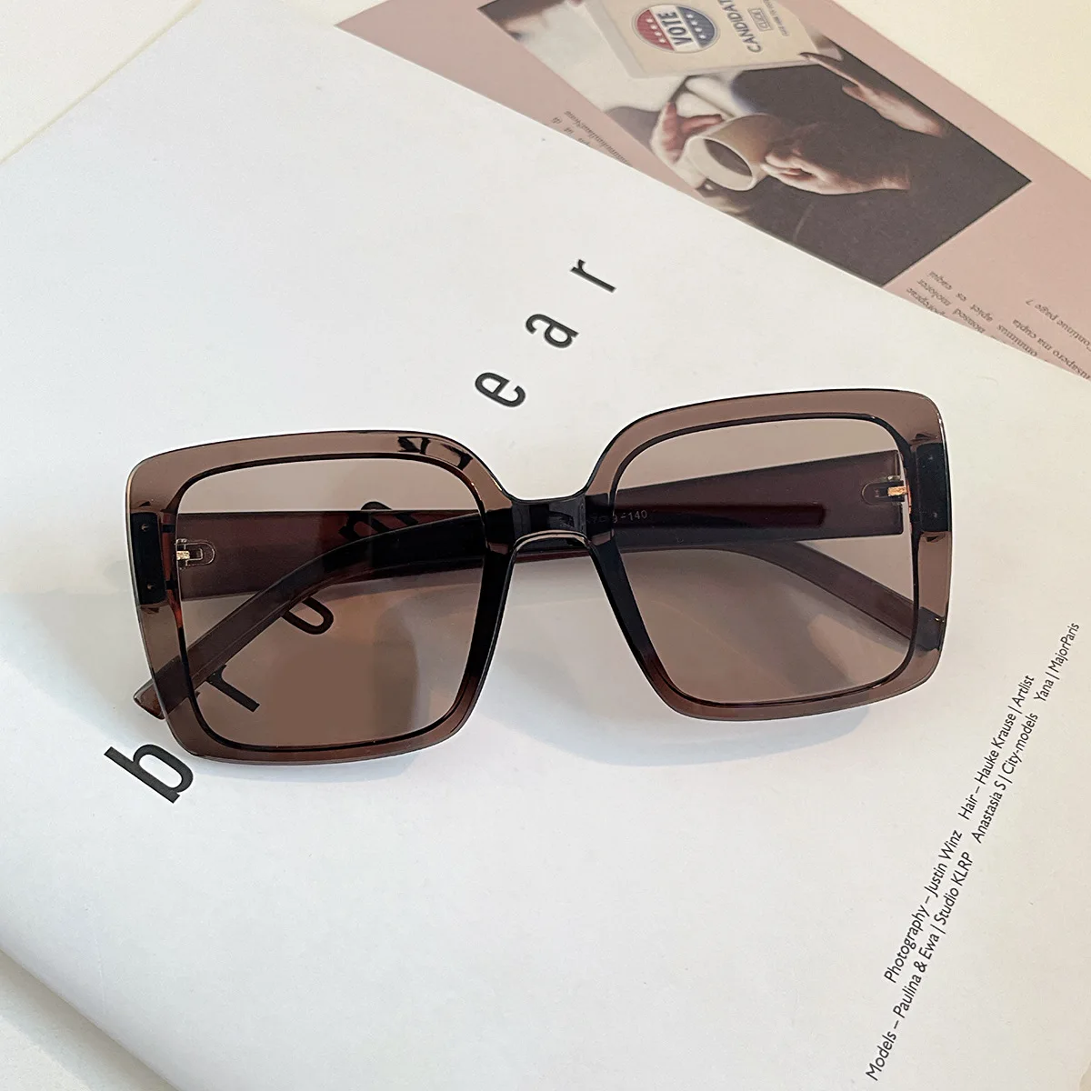 الرجعية البني المتضخم مربع النظارات الشمسية النساء 2025 العلامة التجارية مصمم الرجال ظلال النظارات موضة شفافة الوردي نظارات شمسية UV400 #6