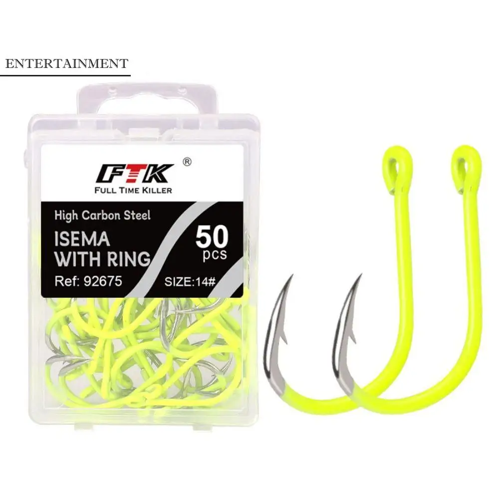 

50pcs/box High Carbon Steel Barbed Fishing Hooks Anti-rust With Barb Carbon Steel Barbed Hooks Flexible Sea Fluorescence Hook