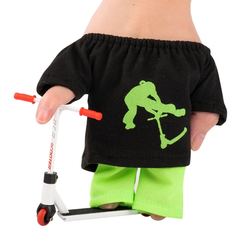 Finger Scooter with Pants Shoes T-Shirt Mini Skateboard Finger Toy Set Party Favor for Finger Training Birthday Gift