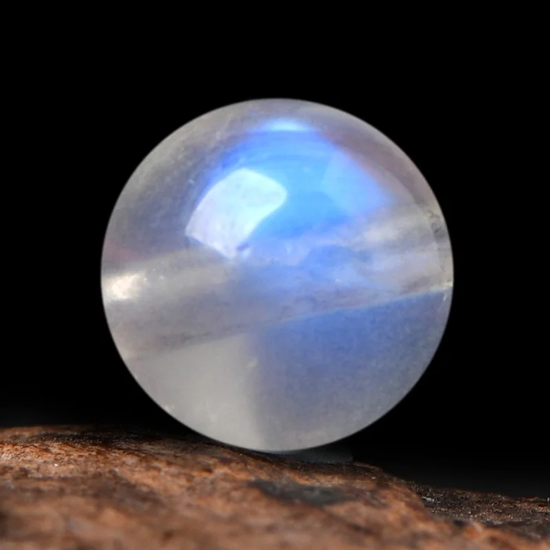 6A Natural Blue Light Ice Moonstone Genuine Crystal Quartz Single Bead Handmade DIY