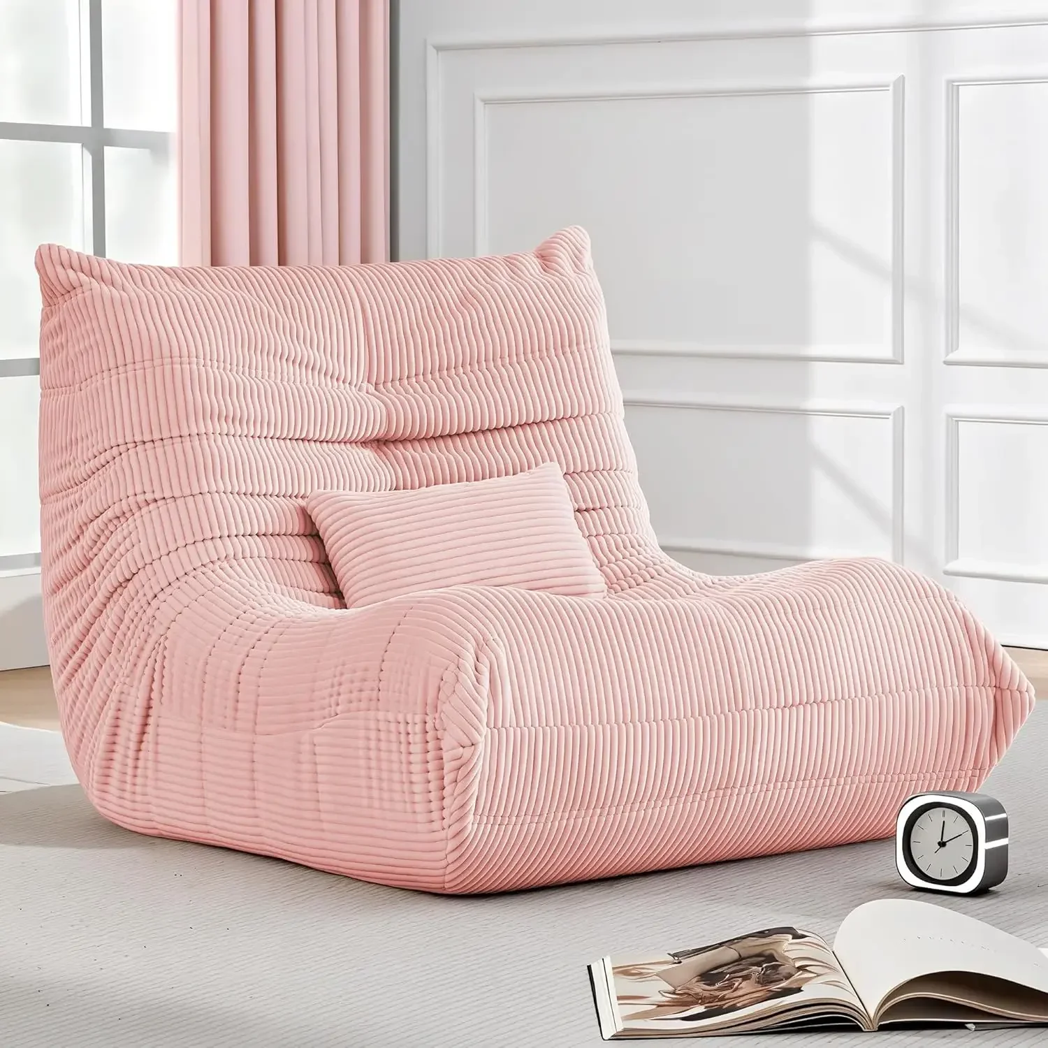 

Bean Bag Chair for Adults - Large Bean Bag Chairs with Lumbar Pillow, Oversized Corduroy Memory Foam Boneless Chair with High-Re