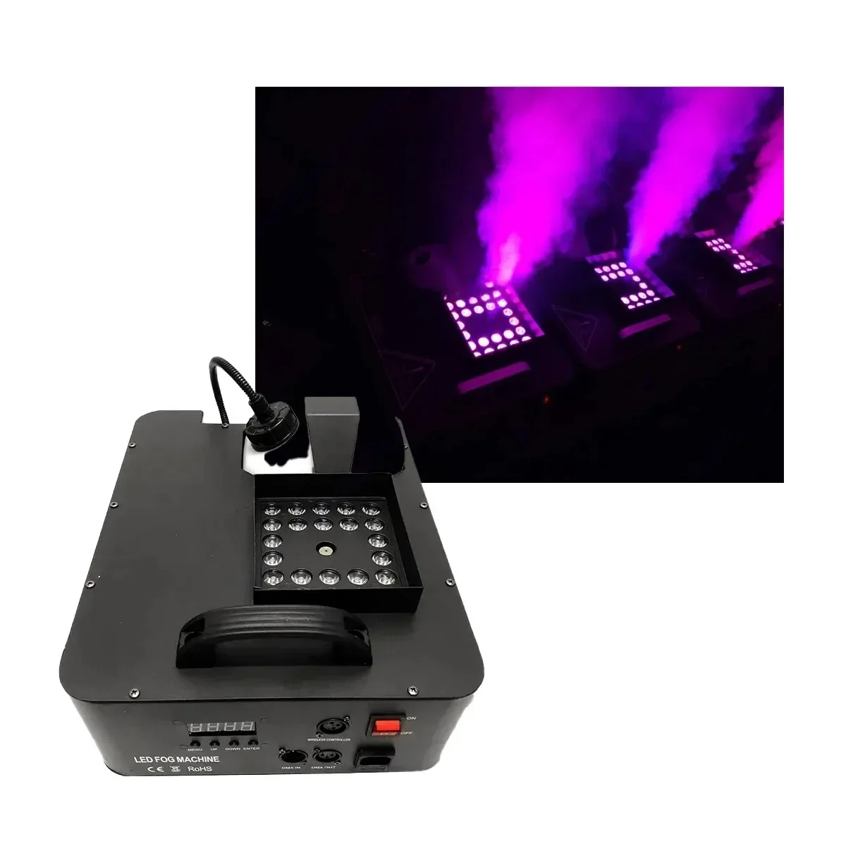 for RGB LED Color Air Column Fog Machine, Remote Control Constant Temperature Vertical Smoke Sprayer for Bar Stage