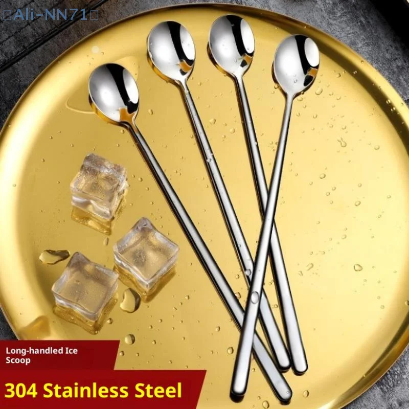 

【NN71】1pc 304 Stainless Steel Spoons Ice Cream Spoons Long Handle Coffee Spoons Stirring Spoons Kitchen Utensils