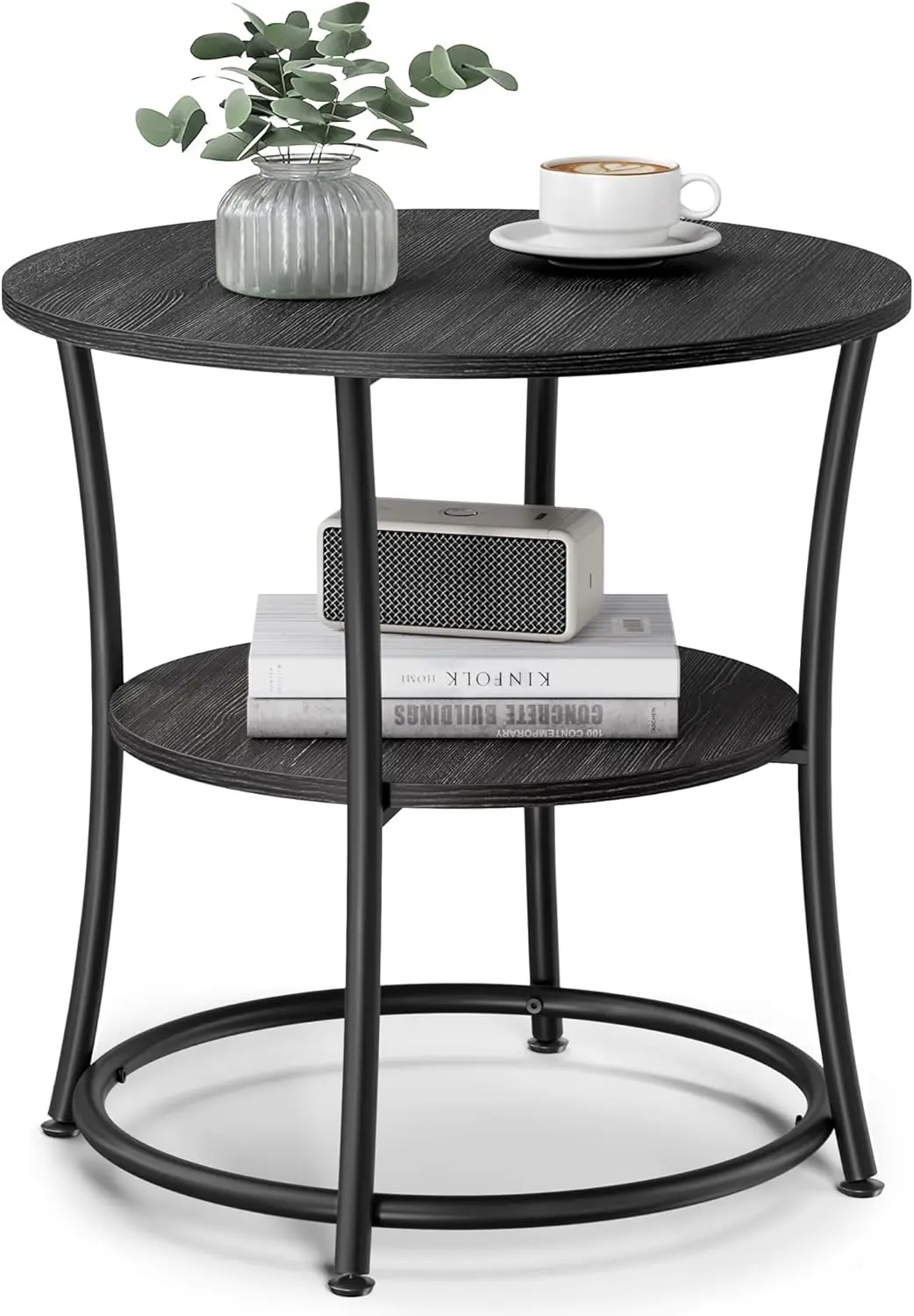 

21.7-Inch Round Side Table, 2-Tier End Table, Nightstand with Steel Frame, Spacious Top, for Small Spaces, Living Room, Bedro