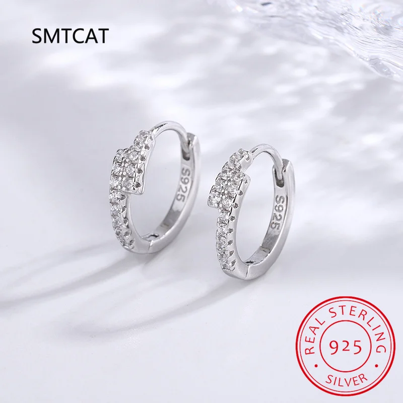 

D Color Moissanite Simple Earrings 925 Sterling Silver Exquisite Double Row Hoop Earrings For Women Fine Jewelry Gifts MSE0093