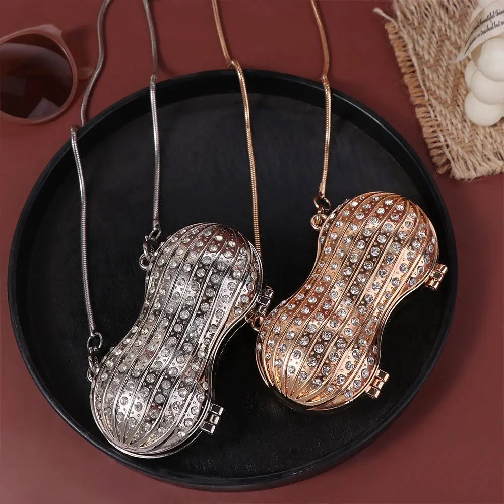 

Fashion Creative MIni Peanut Bag Magnetic Snap Lightweight Crystal Peanut Sling Bag Acrylic Alloy Cross Body Bag Outdoor