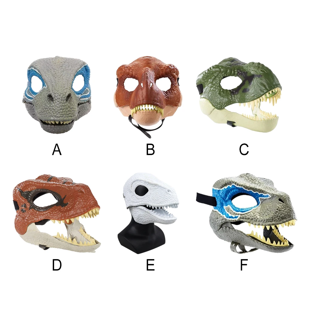 Máscara de dinosaurio llamativa de látex, casco de vestir definitivo con mandíbula móvil, máscara de dinosaurio de látex Premium