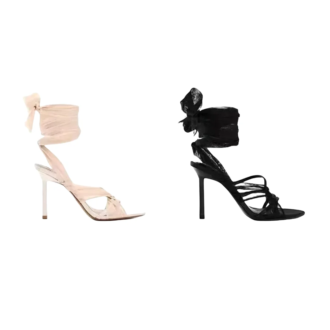 

Women Peep Toe Cross-tied Ankle Strap Sandals Lady Stiletto High Heels Banquet Party bohemian umps Shoes summer 2025 Bow leisure