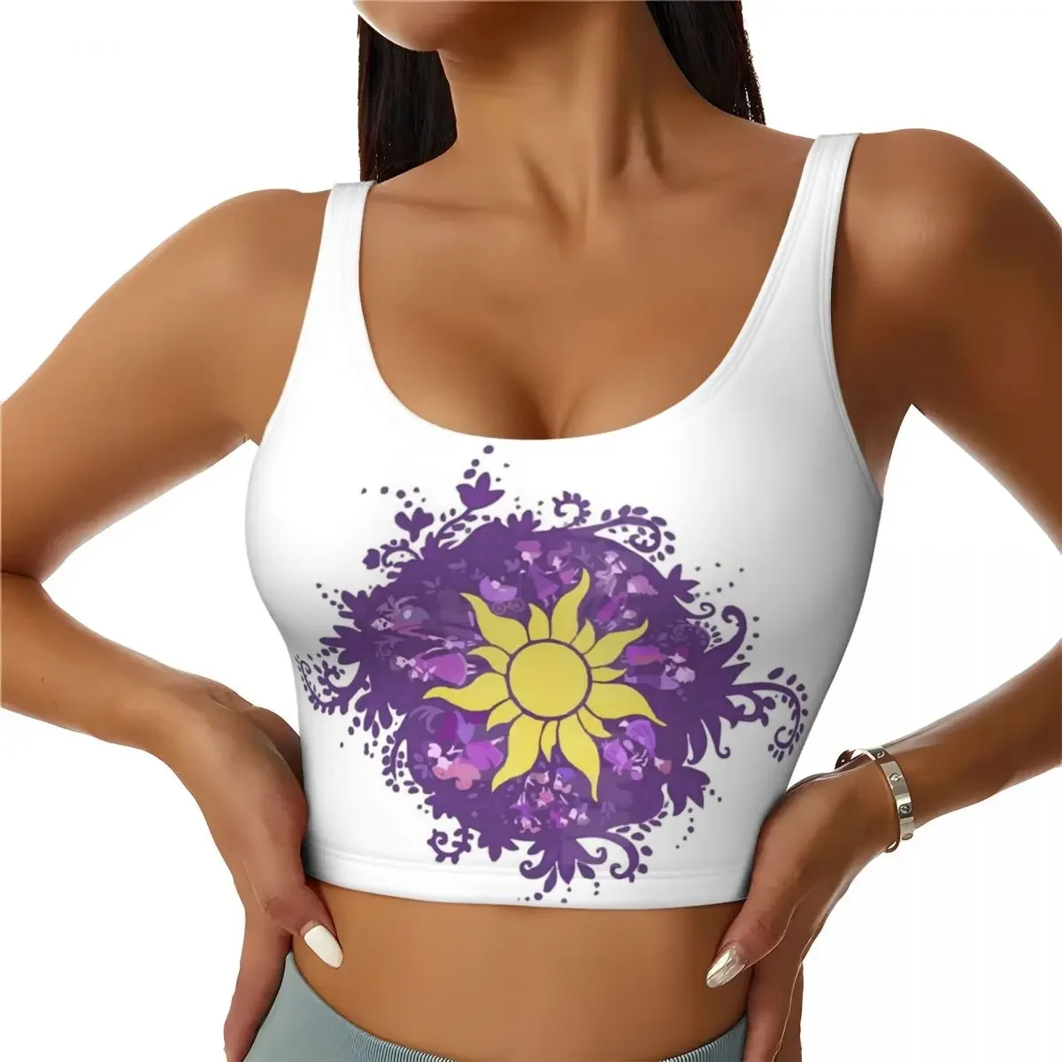 Custom Tangled - Sun - Kingdom Dance Women Sports Bras High Impact Vest Gym Workout Yoga Crop Tank Tops
