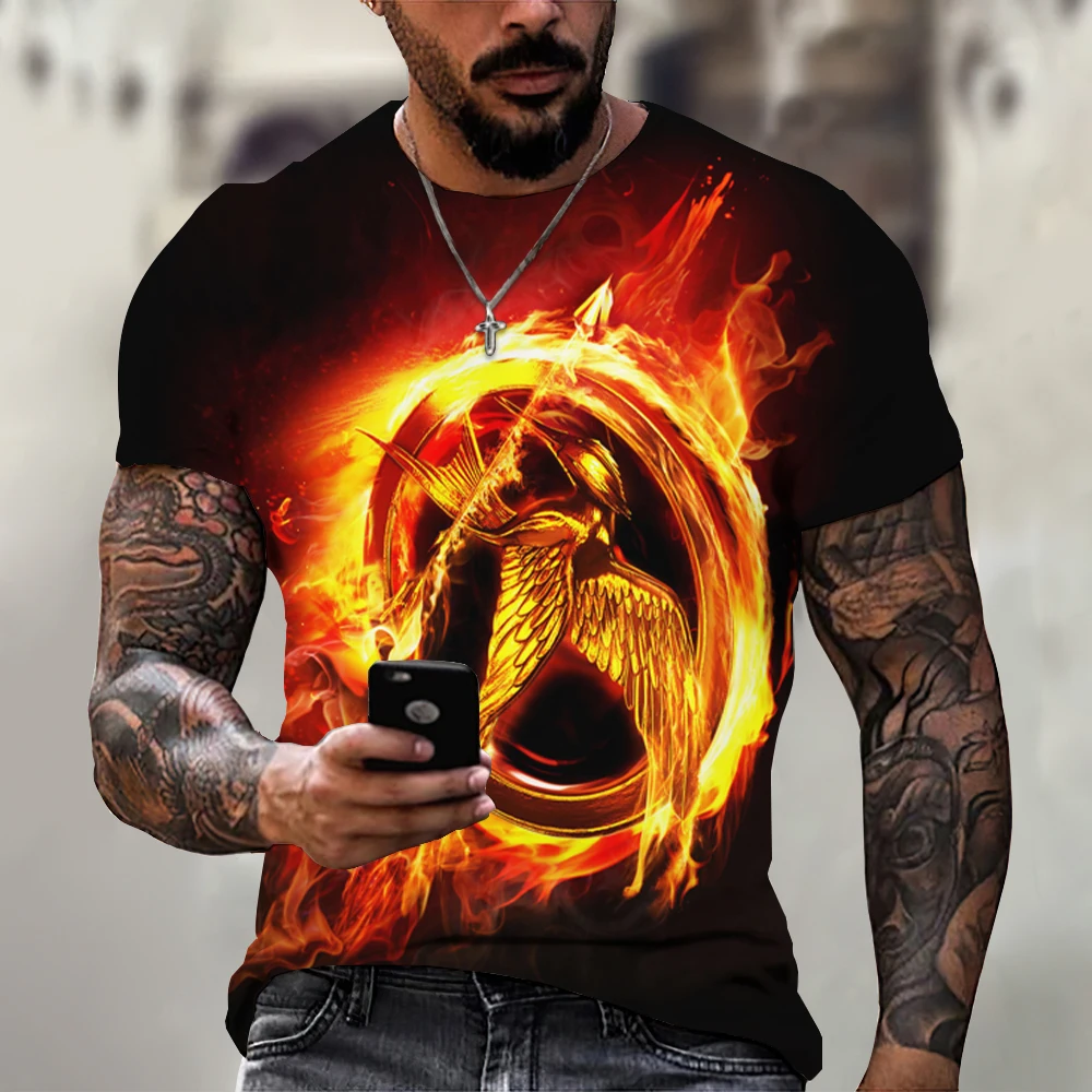 T-shirt da uomo estive 3d Phoenix Print Graphic manica corta top Fashion Hip Hop Tees maglietta oversize da uomo abbigliamento Vintage da uomo