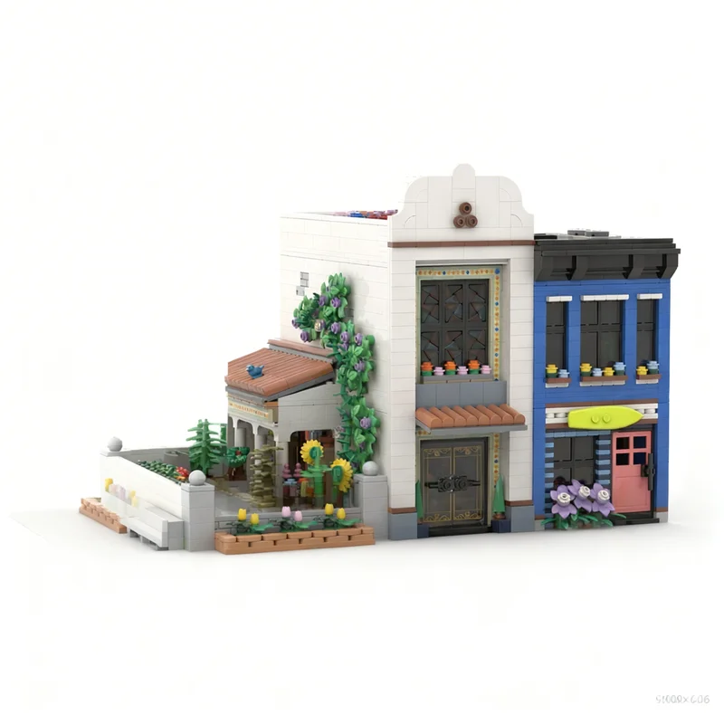 

3284pcs MOC Neighborhood Nursery Surf Shop Modular Streetscape Model Building Blocks Christmas Gifts Construction Toy Brick
