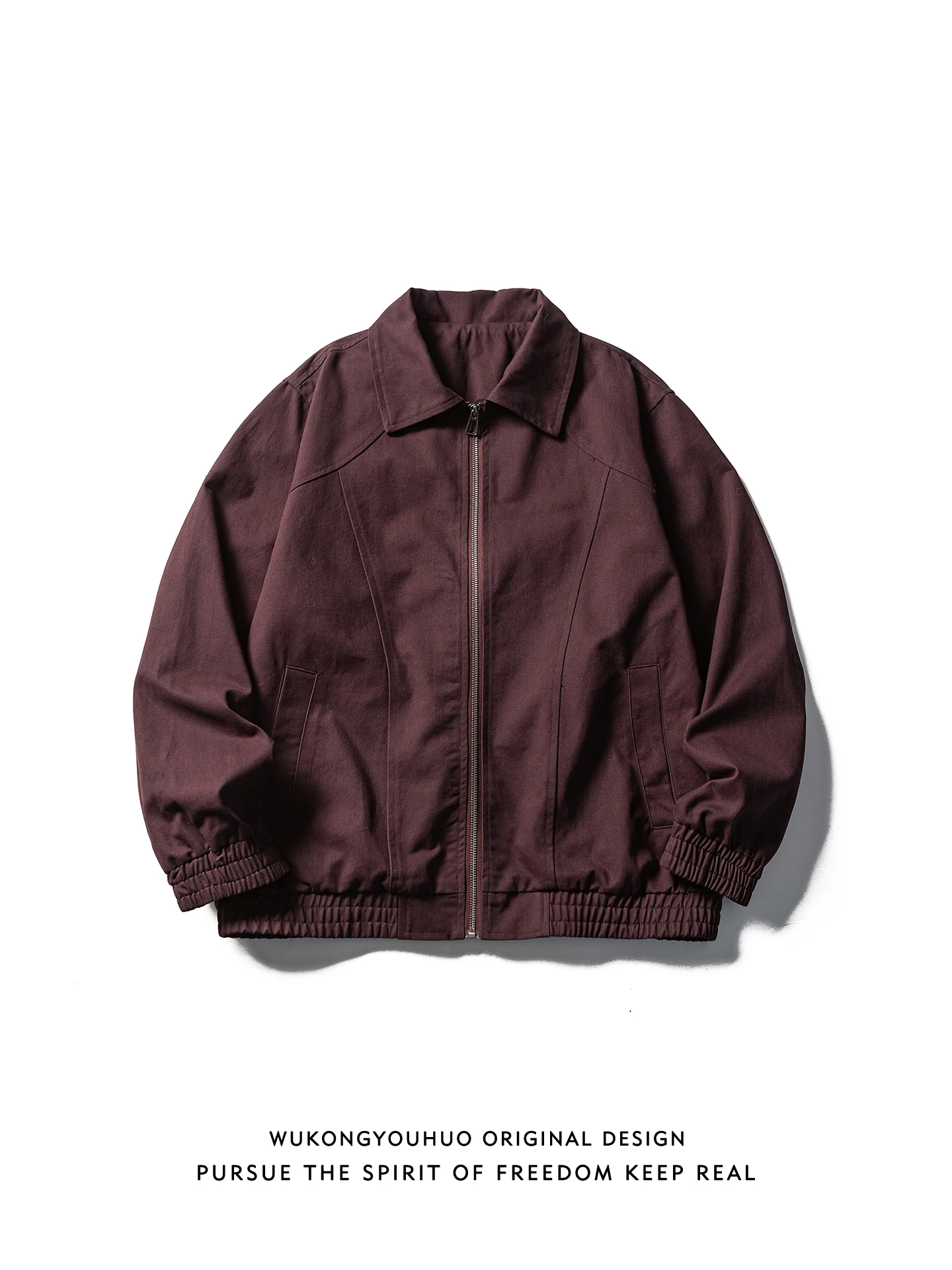 

Casual Retro Patchwork Workwear Collar Jaet ex Spring Loose Versatile Couple's Outerwear Long Sve Zipper Closure