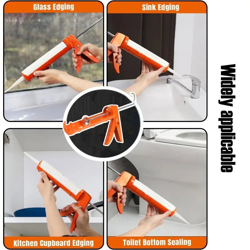 Sink seam leak free sealant filling tool, glass glue gun, syringe,rotatable sealant filling silicone gun kitchen bathroom window