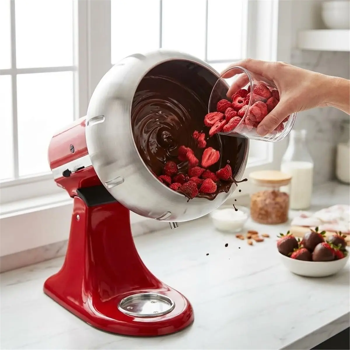 Aug.A739F-Candy Chocolate Coating Attachment for Stand Mixer, 4.5QT 5QT Tilt-Head Mixer Accessories, for Coating Nuts