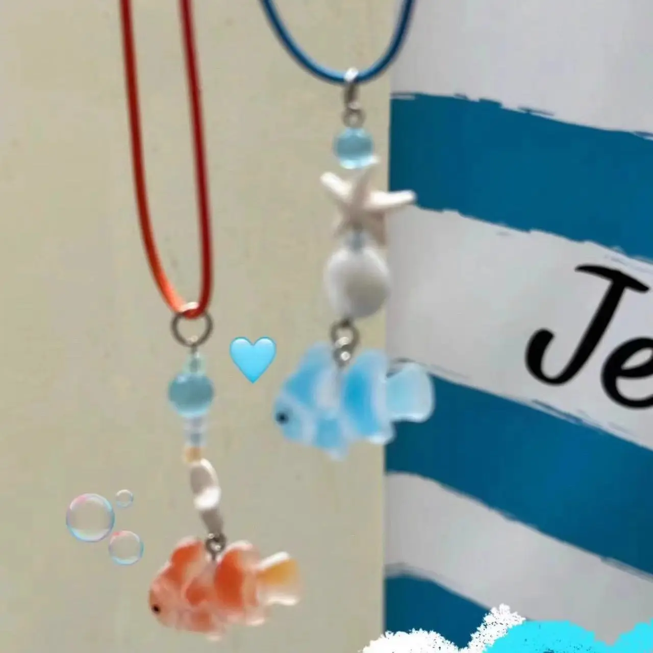Geometry Clownfish Pendant Necklaces Harajuku Necklace for women girls Cool Y2k Aesthetic Jewelry 2024