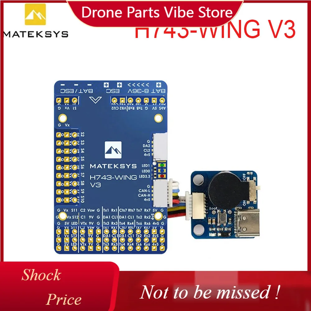 

DP Matek H743-WING V3 STM32H743VIT6 Built-in OSD Support Dual Camera INAV Flight Controller for RC FPV Airplane Fixed Wing Drone