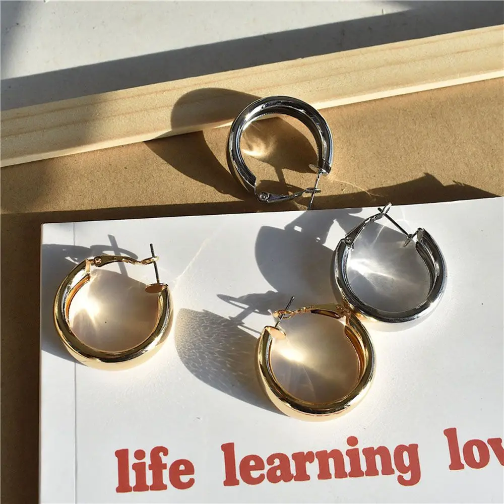 

Minimalist Simple Wide Tube Fashion Accessories Ear Piercing Round Circle Drop Earrings Hoop Earrings Jewelry Dangle Earrings