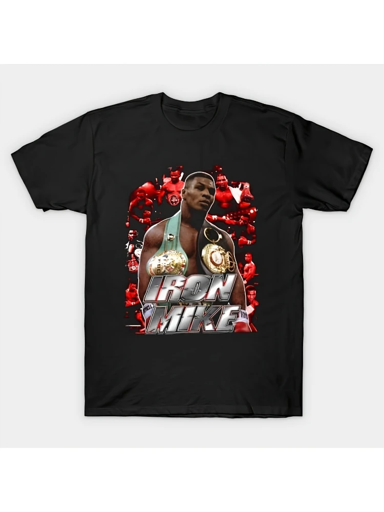 

Мужская футболка с короткими рукавами Mike Kson «Iron Man Mike» Faith Overcomes Fear Graphic «Boxing Pattern» из хлопка с круглым вырезом и круглым вырезом.