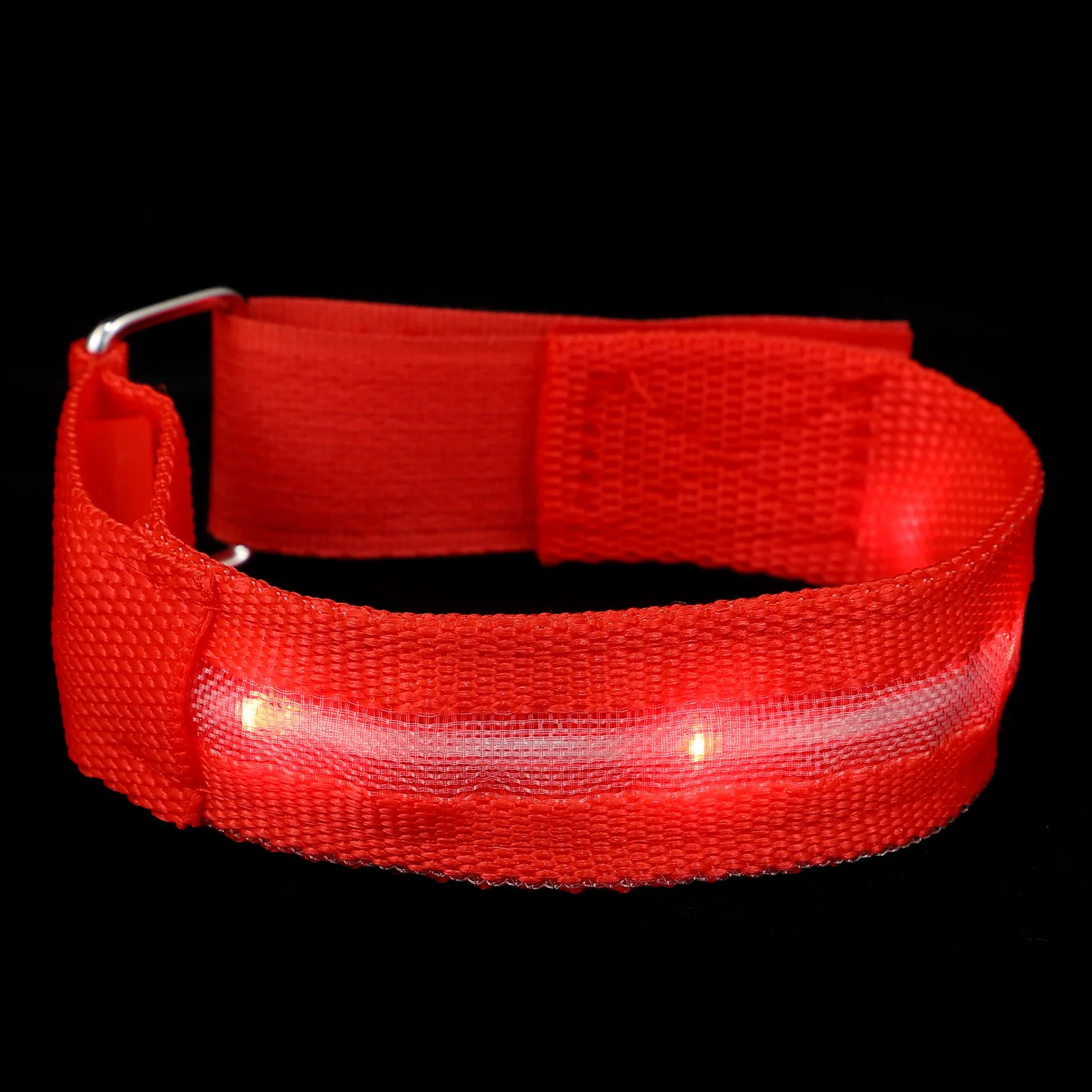 Brazalete LED rojo de nailon de alta calidad, ajustable, para correr de noche, luz de señal, pulsera de seguridad, cinturón de brazo brillante para deportes al aire libre, 1 Uds.