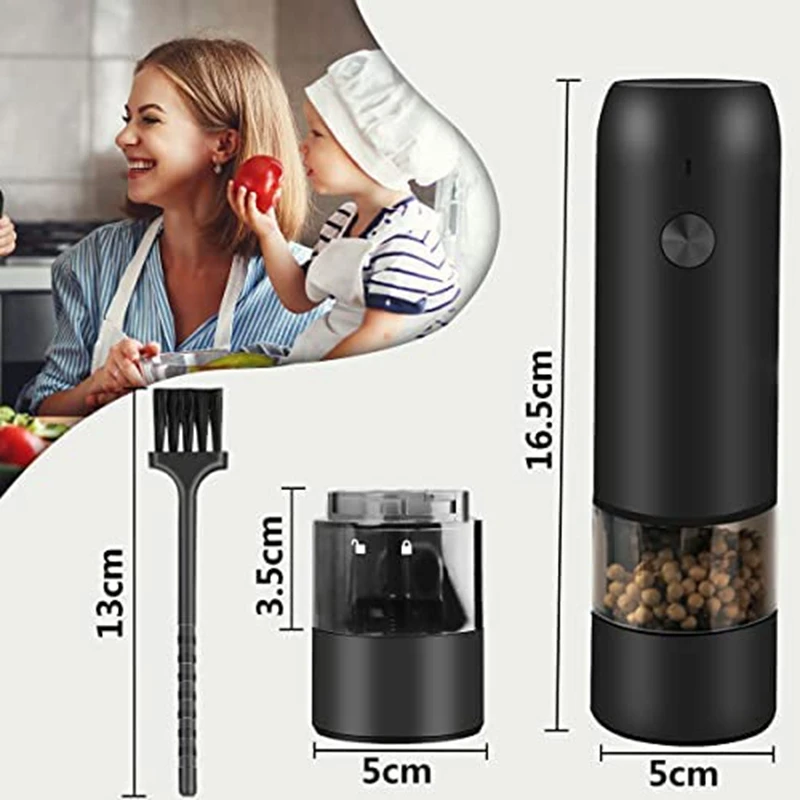 Pepper Mill Electric Salt And Pepper Mill USB Rechargeable Spice Mill Automatic Operation Ceramic Grinder