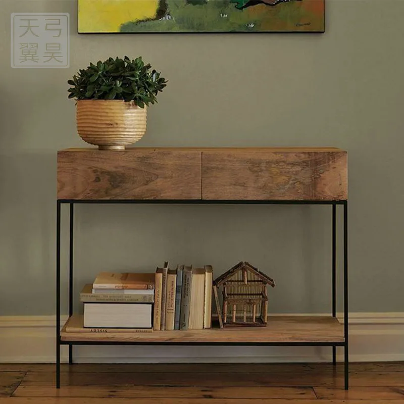 

A Solid wood entrance minimalist entrance cabinet entrance platform aisle end view