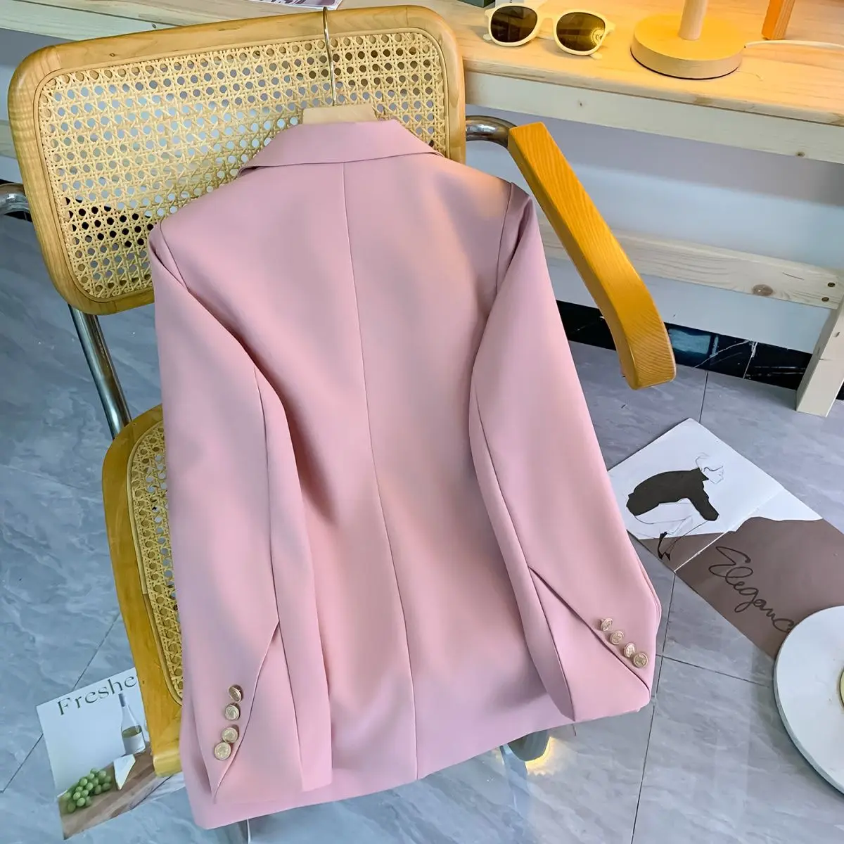 New Women High-end Suit Jacket 2025 Spring Autumn Casual Temperament Suit Coat Korean Loose Women Blazer Pink Coat Top For Women