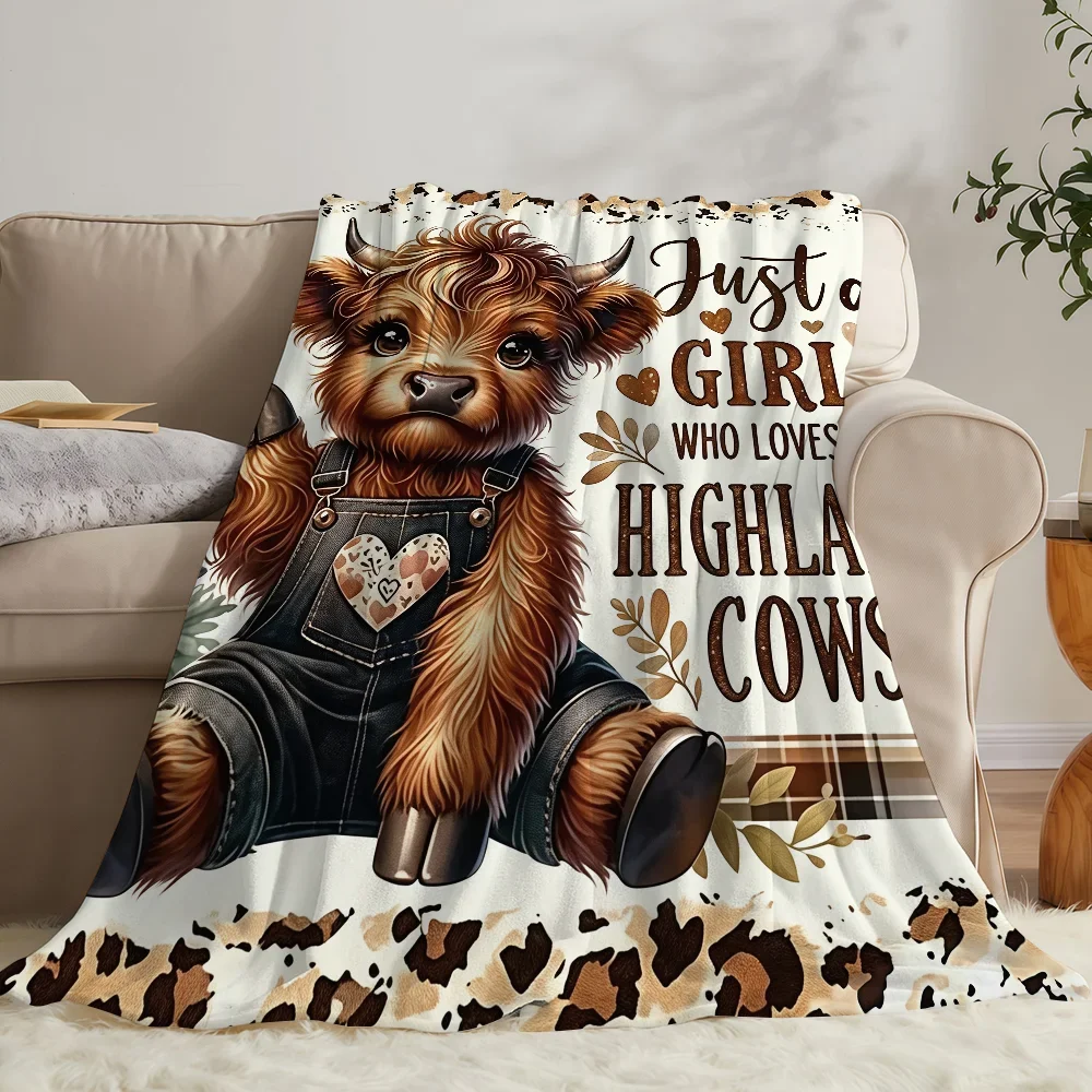 Just a Girl Who Loves Highland Cows Blanket Soft Warm And Thick Perfect For Bedroom Living Room Bed Sofa Camping Picnic Office