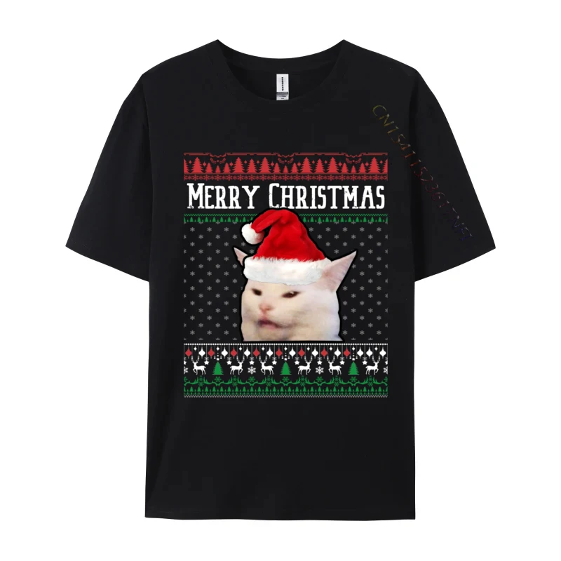 

Woman Yelling At A Smudge Cat Ugly Christmas Sweater Meme T Shirts Funny Tops Tee Plus Size Shirts Printed On