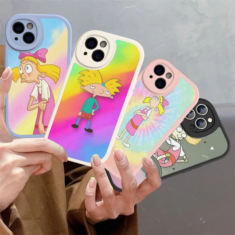 H-Hey A-Arnold H-Helga Cartoon Phone Case Hard Leather For IPhone 16 15 14 13 12 Mini 11 14 Pro Max Xs X Xr 7 8 Plus Fundas