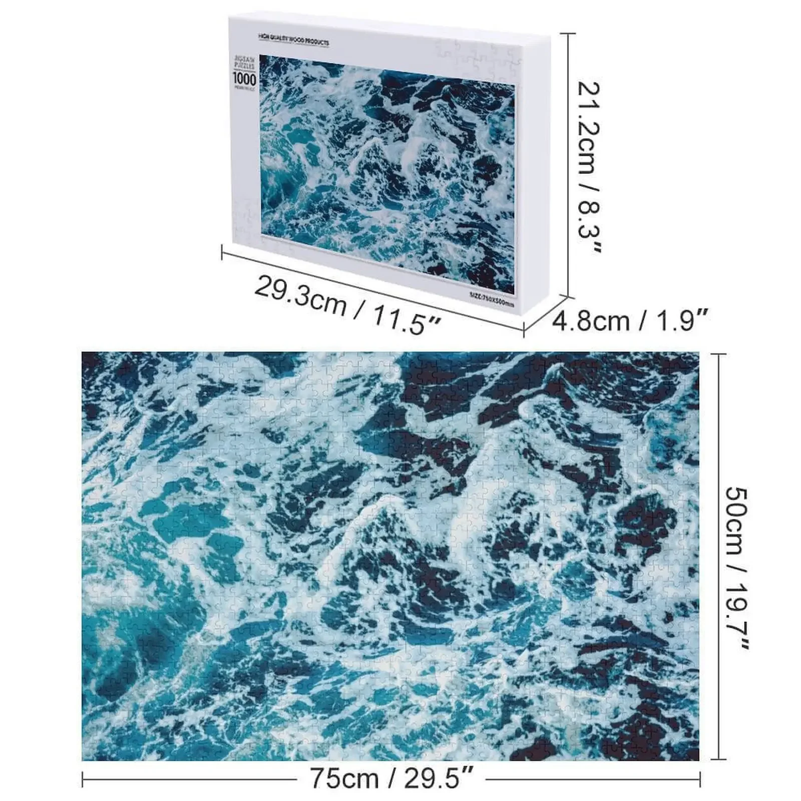 الفيروز الأزرق المحيط موجات بازل قطع رواية لعب للأطفال 2022 خشب للكبار مخصص خشبية هدية لغز
