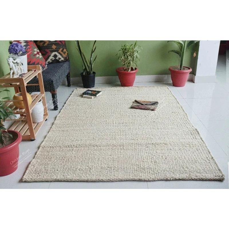 

Off White Natural Jute Hemp Handmade Tufted Area Rug Hemp Jute Rectangle Rug