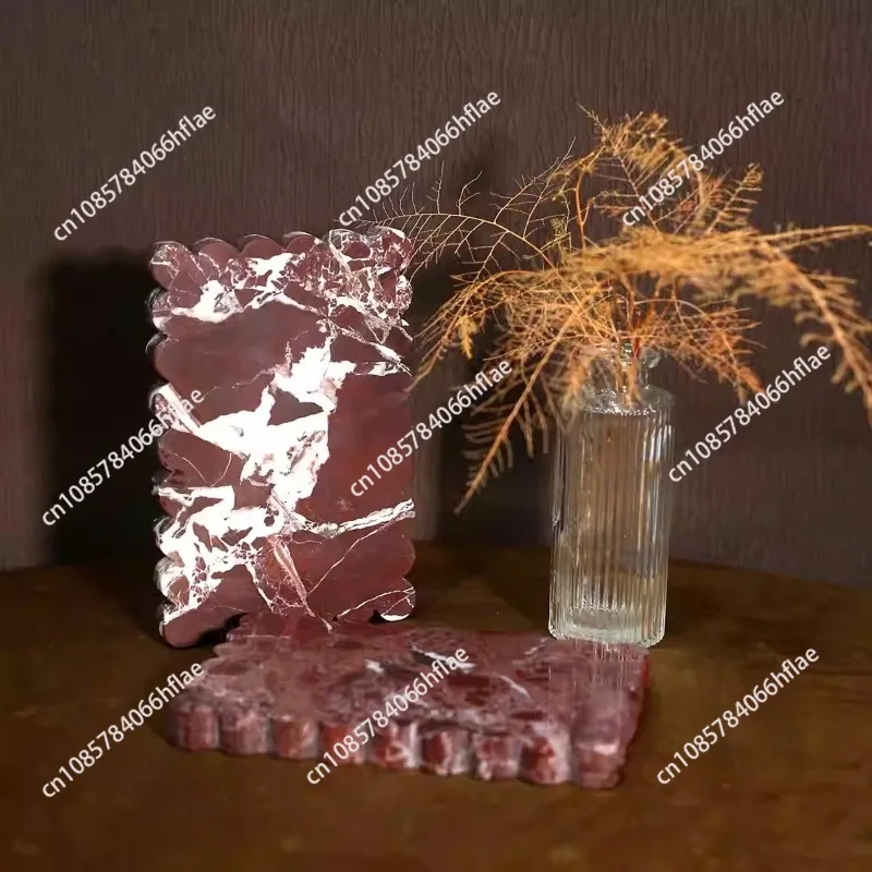 Light luxury Advanced Creativity Purple Red Natural Marble Tray Living Room Desktop Decoration ornaments Jewelry Storage Tray 4