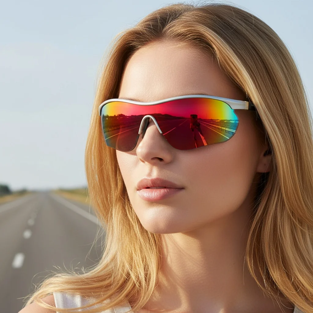 Sport-Sonnenbrille Halbrahmen Outdoor-Radsportbrille UV-Beständig UV400 Fahrradbrille 3018