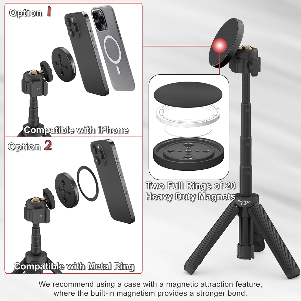 Magnetic Cell Phone Selfie Stick Tripod Extendable Mini Desktop Smartphone Tripod Mount for Magsafe iPhone 14/13/12 Pro Max - view 5
