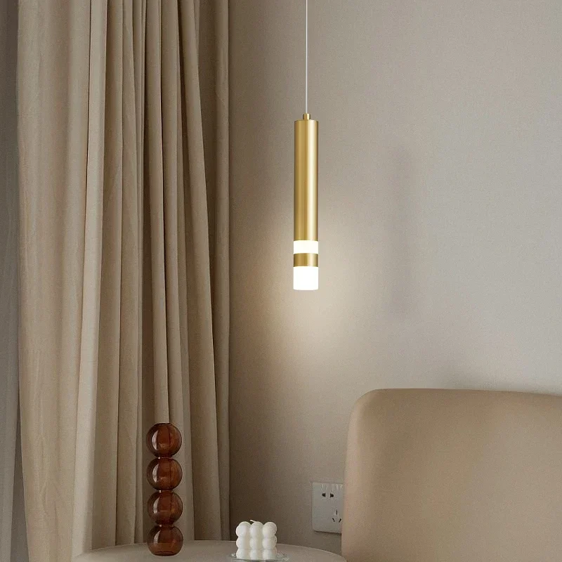 

ELZRA Contemporary Simply Brass LED Pendant Lamp Elegant Decorative Copper Ceiling Lights For Home Study Bedroom