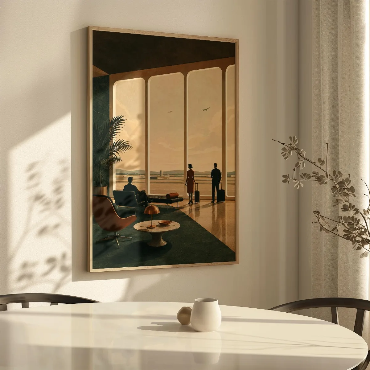 Retro Airport Lounge Canvas Prints Poster Mid Century Aviation Travel Art Prints Living Room Bedroom Wall Art Home Decor Poster