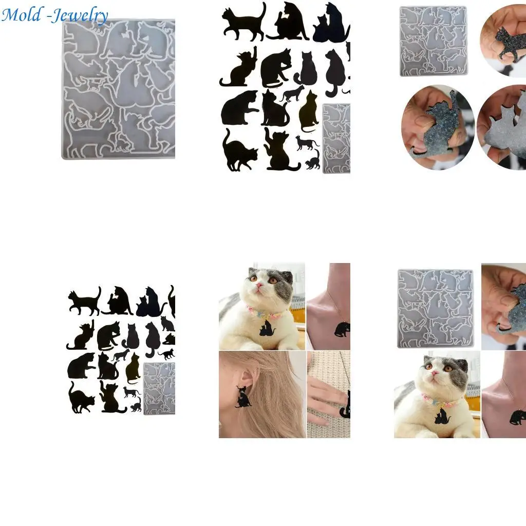 

69HB Cat-Keychain Silicone Resin Mold,Paname Resin Mold DIY Earrings Pendant Mold