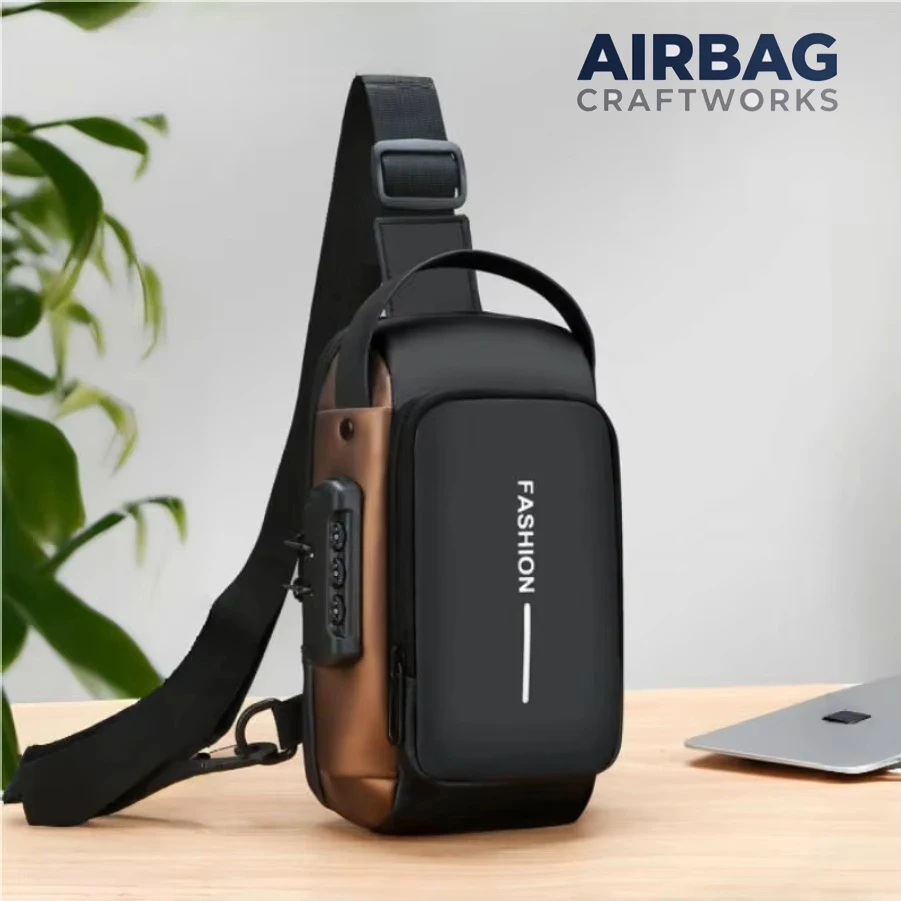 

1pc Men'S Anti-Theft Password Lock Chest Bag - Made of Durable Oxford Fabric, Adjustable Shoulder Strap,Suitable for Motorcycles