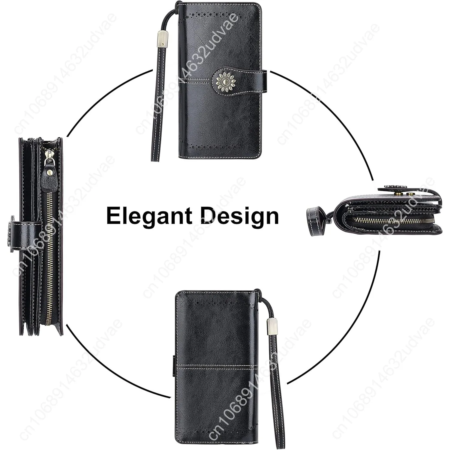 Lavemi Womens Large Capacity Genuine Leather RFID Blocking Wallets Wristlet Clutch Card Holder