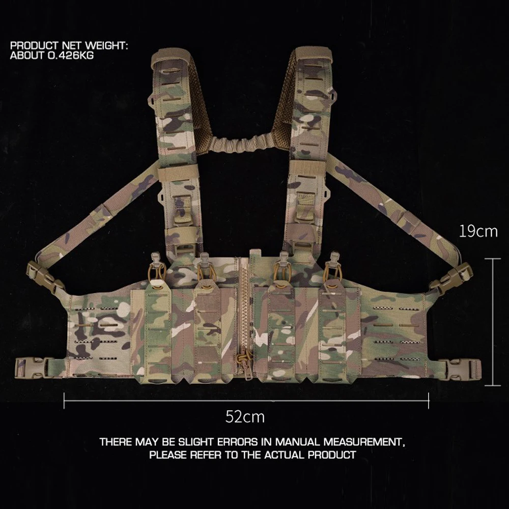 Tactical Chest Rig Zipper Connection Molle System Training Hunting Vest with M4 AR Magazine Pouch SF Chest Rig Vest Equipment