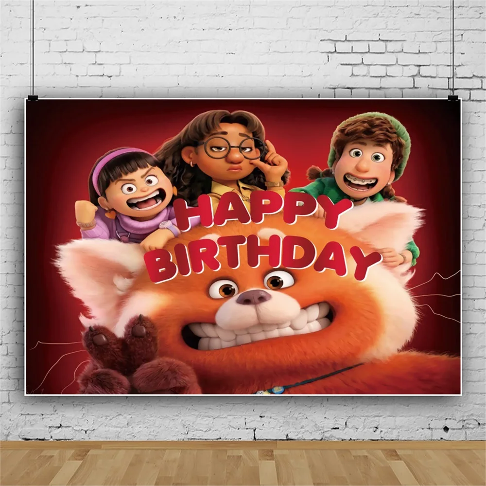 Turning Red Photo Background For Photography Backdrop Birthday Decorations Baby Shower Girl Kid's Party Banner Props Photozone