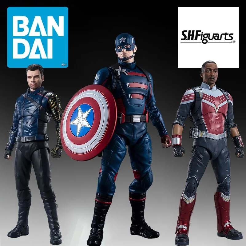 BANDAI Original Bucky Barnes Falcon Captain America Anime Action Figures Toy For Boys Christmas Gift Collectible Model Ornaments