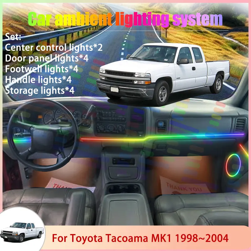 

For Chevrolet Silverado MK1 GMT800 1999~2002 2000 2/18 in 1 Car Atmosphere Light Lamp RGB Shade Ensemble Streamer Atmosphere Set