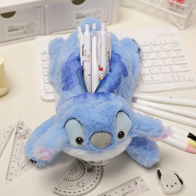 Disney Cartoon Stitch Plush Toy Pencil Case Anime Star Baby Piggy Back Bug Doll Desktop Organizer Birthday Gift Plush Toy Bag